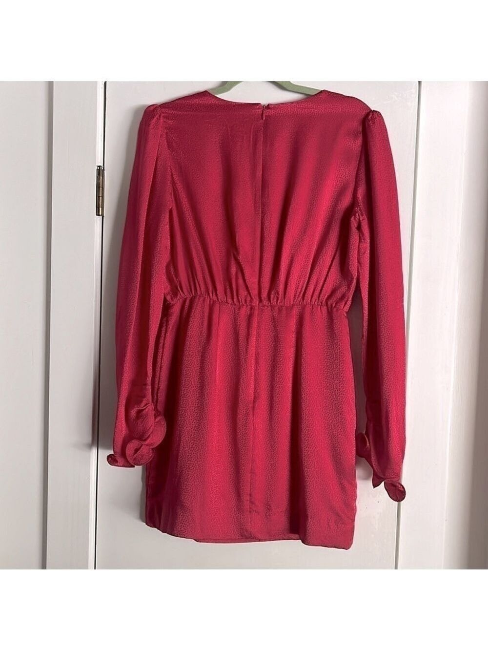 New SALONI Debbie Silk Stamped Mini Dress in Cherry Pink Size 8 - Picture 6 of 14